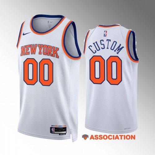 Custom 00 New York Knicks White Jersey 2022-23 Association Edition Swingman