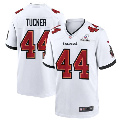 Sean Tucker 44 Tampa Bay Buccaneers 2023 Playoffs Patch Game Men Jersey - White