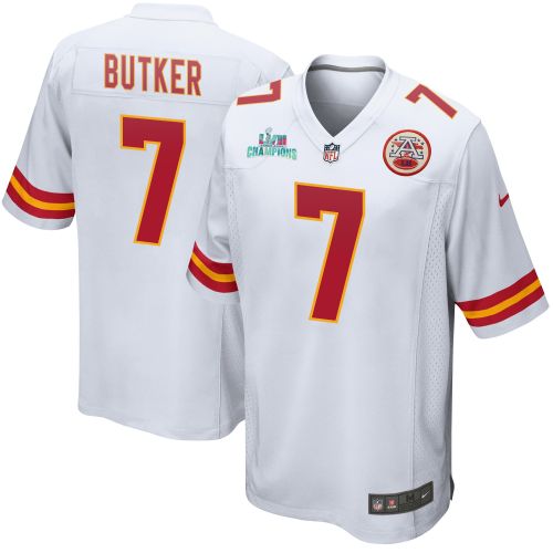 Harrison Butker 7 Kansas City Chiefs Super Bowl LVII Champions Men Game Jersey - White