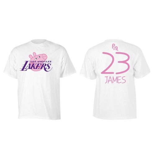 LeBron James 23 Los Angeles Lakers Pig Print T-Shirt - White