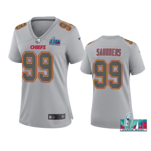 Khalen Saunders 99 Kansas City Chiefs Super Bowl LVII Atmosphere Jersey - Women Gray