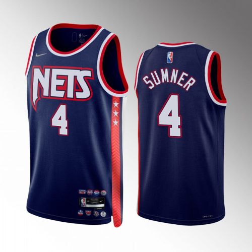 Brooklyn Nets Edmond Sumner 4 City Edition Blue Jersey Diamond 75th