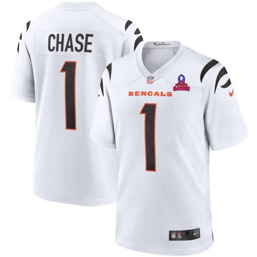 Ja’Marr Chase 1 Cincinnati Bengals 2024 Pro Bowl Patch Game Men Jersey - White