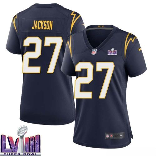 J.C. Jackson 27 Los Angeles Chargers Super Bowl LVIII Women Alternate Game Jersey - Navy