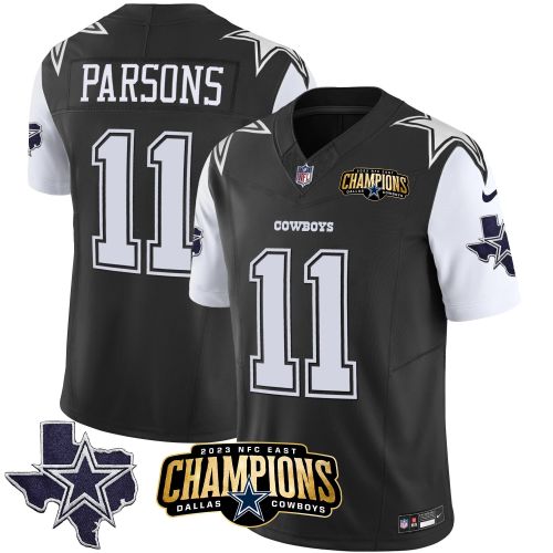 Micah Parsons 11 Dallas Cowboys 2023 NFC East Champions Patch Game Men Jersey - Black