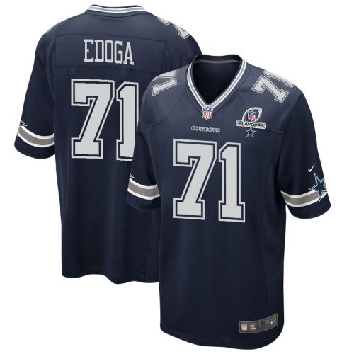 Chuma Edoga 71 Dallas Cowboys 2023 Playoffs Patch Game Men Jersey - Navy