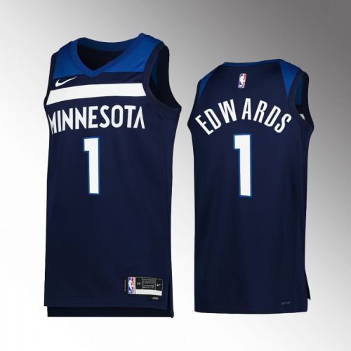 Minnesota Timberwolves Anthony Edwards 1 2022-23 Icon Edition Navy Jersey Swingman