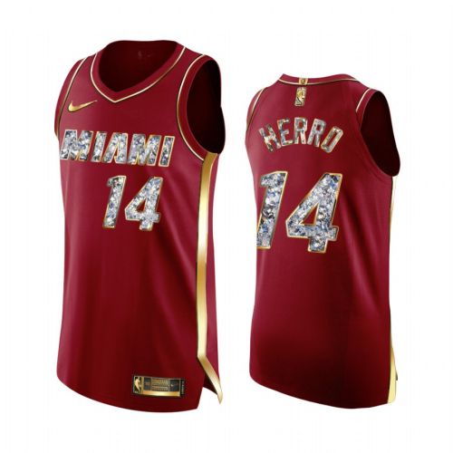 Tyler Herro Red 14 Miami Heat 2022 Playoffs Jersey Diamond Edition