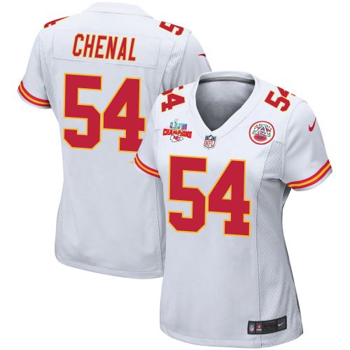 Leo Chenal 54 Kansas City Chiefs Super Bowl LVII Champions 3 Stars Women Game Jersey - White