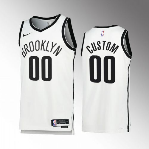 Custom 00 2022-23 Brooklyn Nets White Association Edition Jersey Swingman