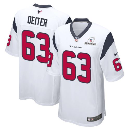 Michael Deiter 63 Houston Texans 2024 Divisional Patch Game Men Jersey - White