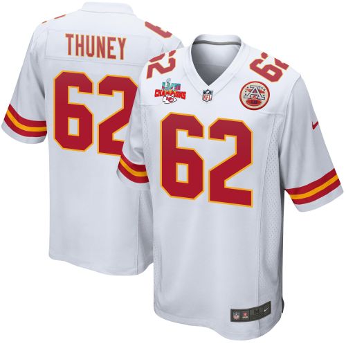 Joe Thuney 62 Kansas City Chiefs Super Bowl LVII Champions 3 Stars Men Game Jersey - White