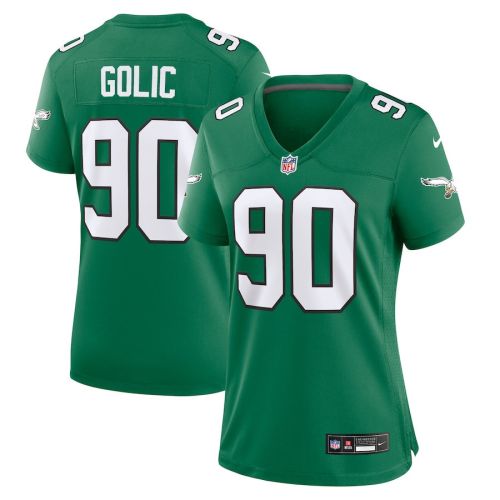 Mike Golic 90 Philadelphia Eagles Women Alternate Game Jersey - Kelly Green