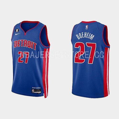 Detroit Pistons 27 Buddy Boeheim 2022-23 Icon Edition Royal Men Jersey