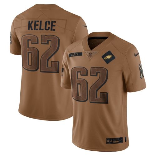 Jason Kelce 62 Philadelphia Eagles 2023 Salute To Service Limited Jersey - Brown