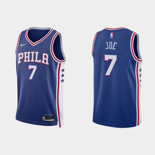 Philadelphia 76ers 7 Isaiah Joe 2022-23 Icon Edition Royal Men Jersey