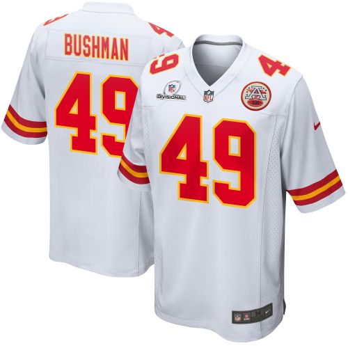 Matt Bushman 49 Kansas City Chiefs 2024 Divisional Patch Game Men Jersey - White