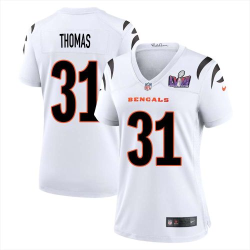 Michael J. Thomas 31 Cincinnati Bengals Super Bowl LVIII Women Away Limited Jersey - White