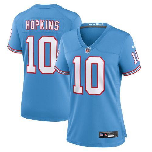 DeAndre Hopkins 10 Tennessee Titans Oilers Throwback Alternate Game Women Jersey - Light Blue