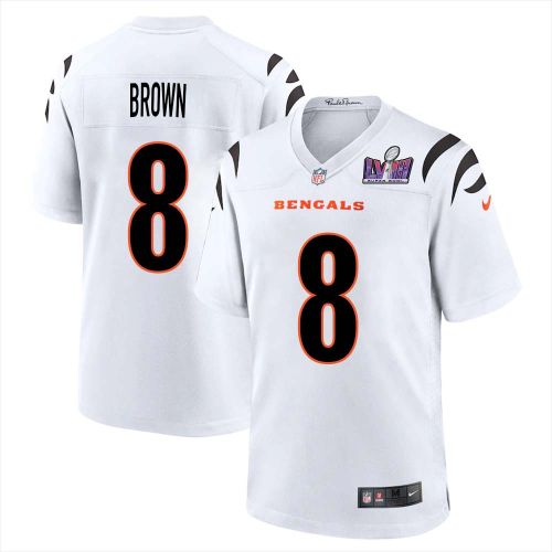 Eddie Brown 8 Cincinnati Bengals Super Bowl LVIII Men Away Limited Jersey - White