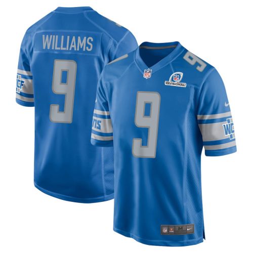 Jameson Williams 9 Detroit Lions 2024 Divisional Patch Game Men Jersey - Blue