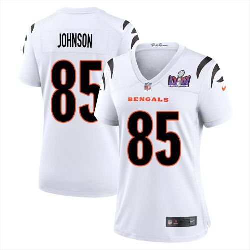 Chad Johnson 85 Cincinnati Bengals Super Bowl LVIII Women Away Limited Jersey - White