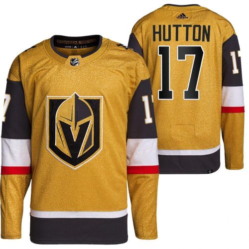 Men Vegas Golden Knights 17 Ben Hutton Home Gold Jersey 2023 Primegreen Jersey