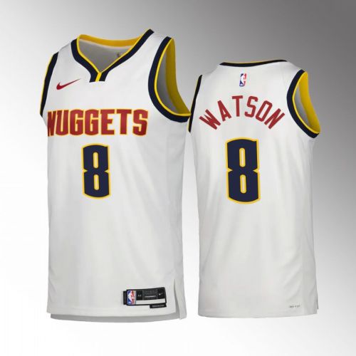 Peyton Watson 8 2022-23 Denver Nuggets White Association Edition Jersey Swingman