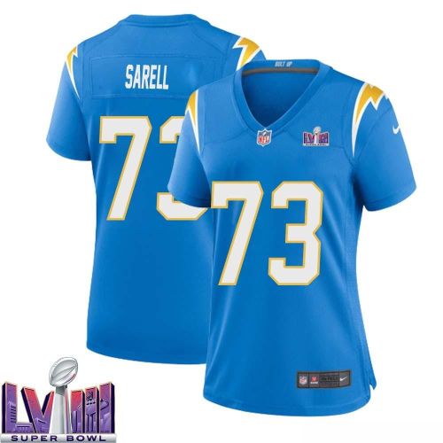 Foster Sarell 73 Los Angeles Chargers Super Bowl LVIII Women Home Game Jersey - Powder Blue