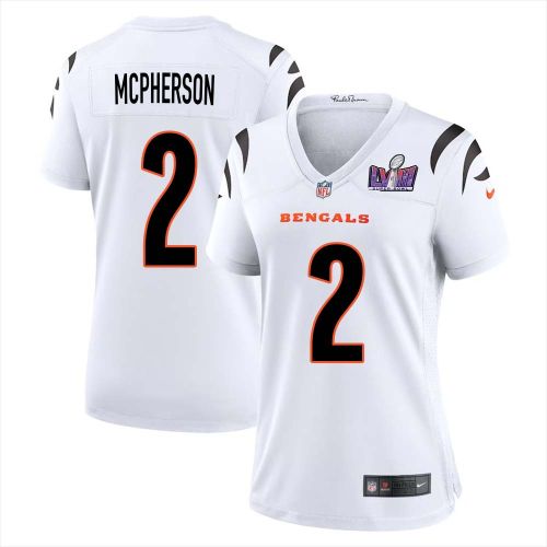 Evan McPherson 2 Cincinnati Bengals Super Bowl LVIII Women Away Limited Jersey - White