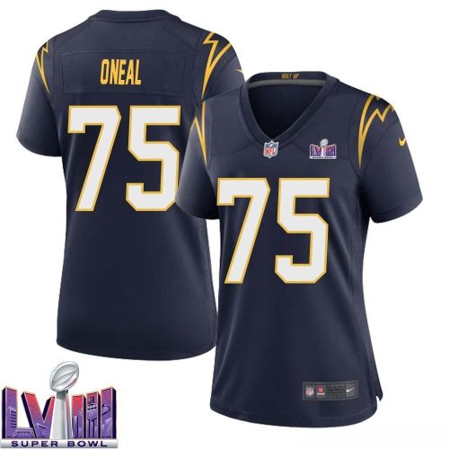 Leslie ONeal 75 Los Angeles Chargers Super Bowl LVIII Women Alternate Game Jersey - Navy