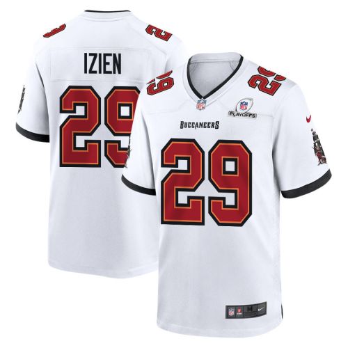 Christian Izien 29 Tampa Bay Buccaneers 2023 Playoffs Patch Game Men Jersey - White