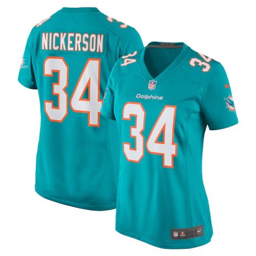 Parry Nickerson 34 Miami Dolphins Women Team Game Jersey - Aqua