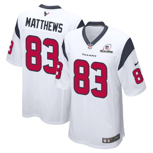 Jesse Matthews 83 Houston Texans 2023 Playoffs Patch Game Men Jersey - White