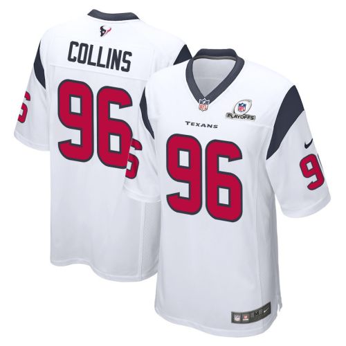 Maliek Collins 96 Houston Texans 2023 Playoffs Patch Game Men Jersey - White