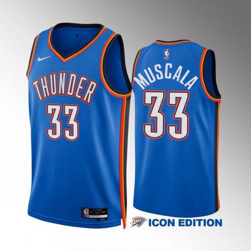 Oklahoma City Thunder 2022-23 Mike Muscala 33 Icon Edition Blue Men Jersey Swingman