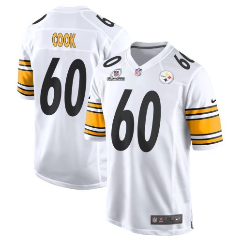 Dylan Cook 60 Pittsburgh Steelers 2023 Playoffs Patch Game Men Jersey - White