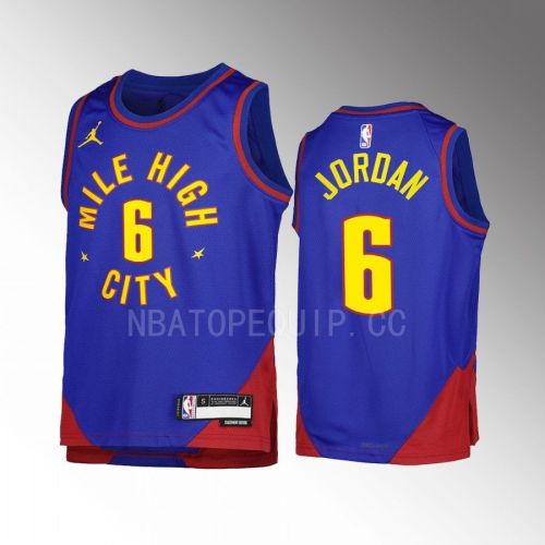 Denver Nuggets DeAndre Jordan 6 Statement Edition Blue Youth Men Jersey Swingman