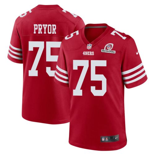 Matt Pryor 75 San Francisco 49ers 2024 Divisional Patch Game Men Jersey - Scarlet