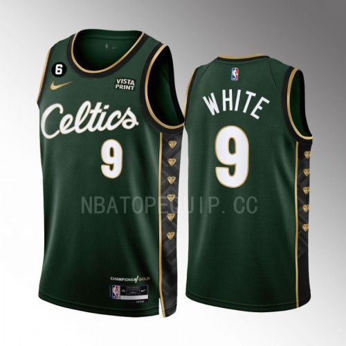 Derrick White 9 Boston Celtics 2022-23 City Edition Green Men Jersey Honor Bill Russell 11 Gold Diamonds