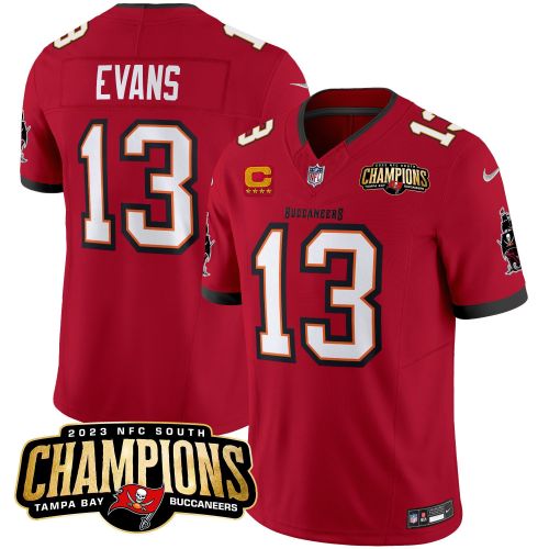 Mike Evans 13 Tampa Bay Buccaneers 2023 NFC South Champions Patch Game Men Jersey - Red