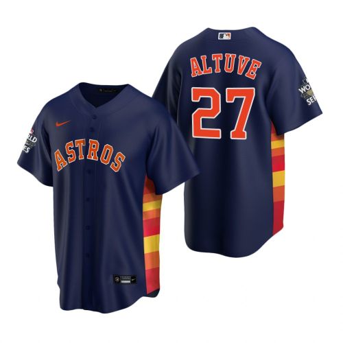 Men's Houston Astros Jose Altuve 27 Navy 2022-23 World Series Jersey