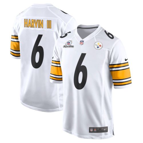 Pressley Harvin III 6 Pittsburgh Steelers 2023 Playoffs Patch Game Men Jersey - White