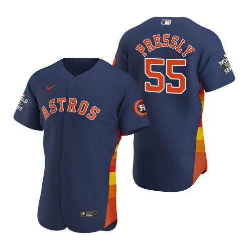 Houston Astros Ryan Pressly 55 Navy 2022-23 World Series Jersey