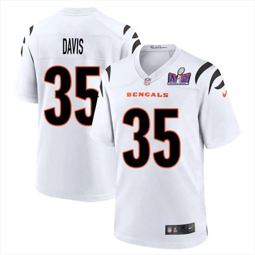 Jalen Davis 35 Cincinnati Bengals Super Bowl LVIII Men Away Limited Jersey - White