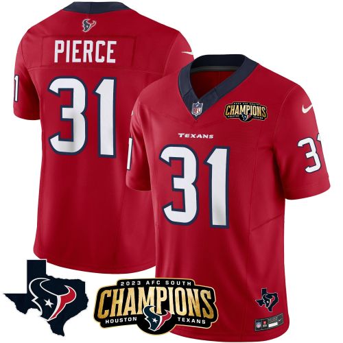 Dameon Pierce 31 Houston Texans 2023 AFC South Champions Patch Game Men Jersey - Red