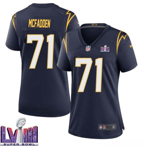 Jordan McFadden 71 Los Angeles Chargers Super Bowl LVIII Women Alternate Game Jersey - Navy