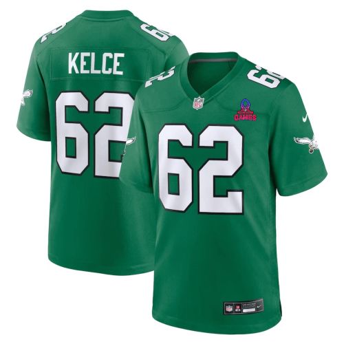 Jason Kelce 62 Philadelphia Eagles 2024 Pro Bowl Patch Alternate Game Men Jersey - Kelly Green