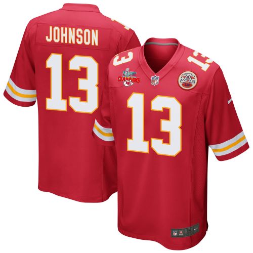 Nazeeh Johnson 13 Kansas City Chiefs Super Bowl LVII Champions 3 Stars Men Game Jersey - Red