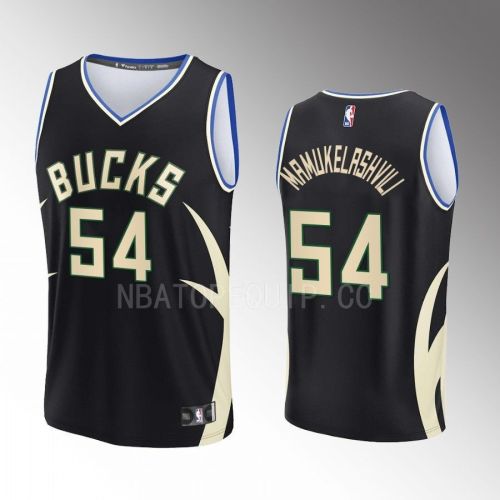 Milwaukee Bucks 54 Sandro Mamukelashvili Statement Edition Men Jersey 2022-23 Fast Break Black